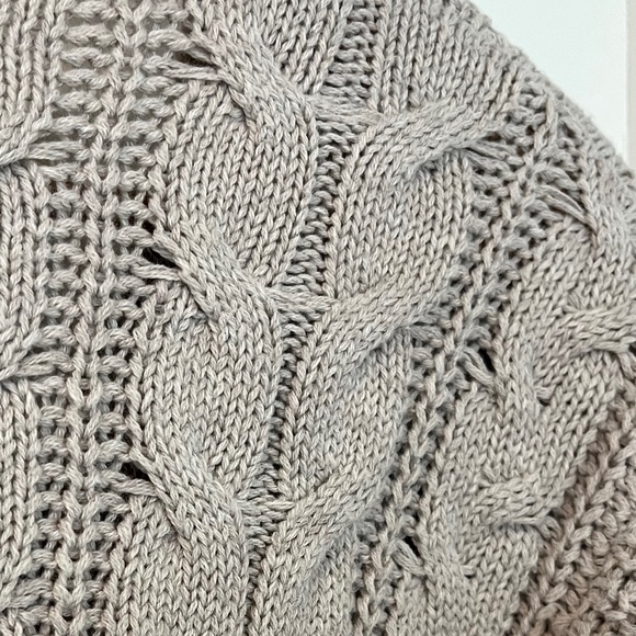 Joie Oatmeal Cable Knit Cotton Blend Button Up Cropped Cardigan - Picture 5 of 9